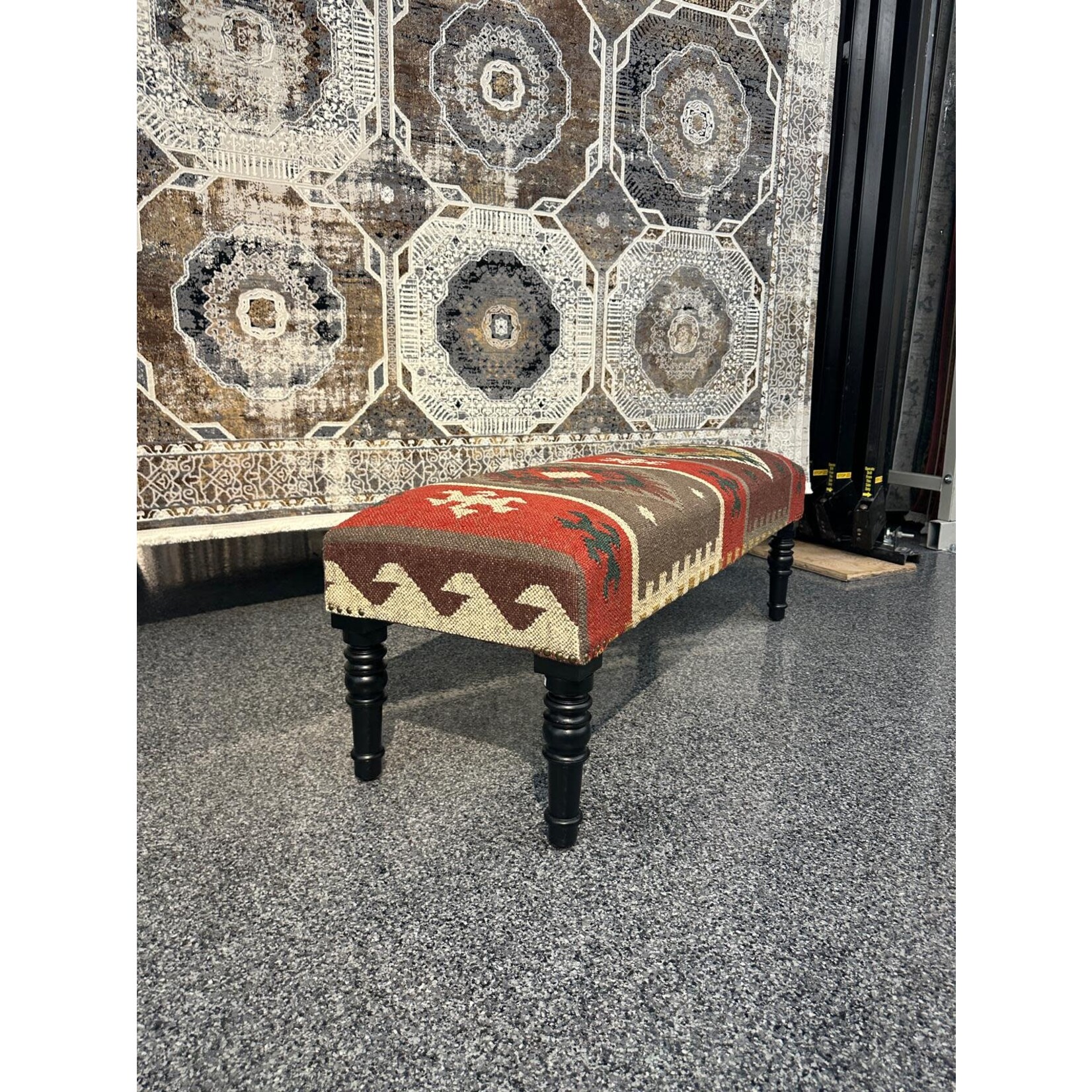 ZEN ZEN-15 Wooden Bench Upholstered Wool & Jute L-W-H: 120-40-45 cm