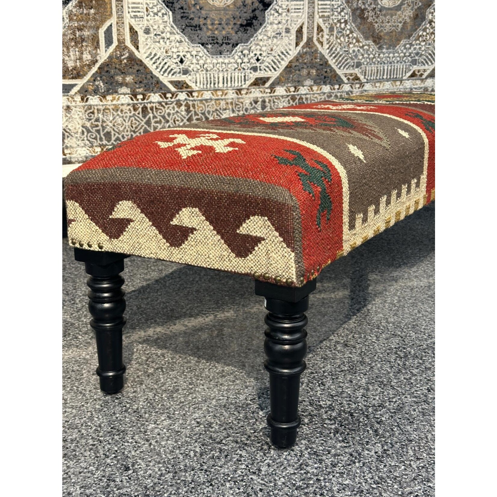 ZEN ZEN-15 Wooden Bench Upholstered Wool & Jute L-W-H: 120-40-45 cm