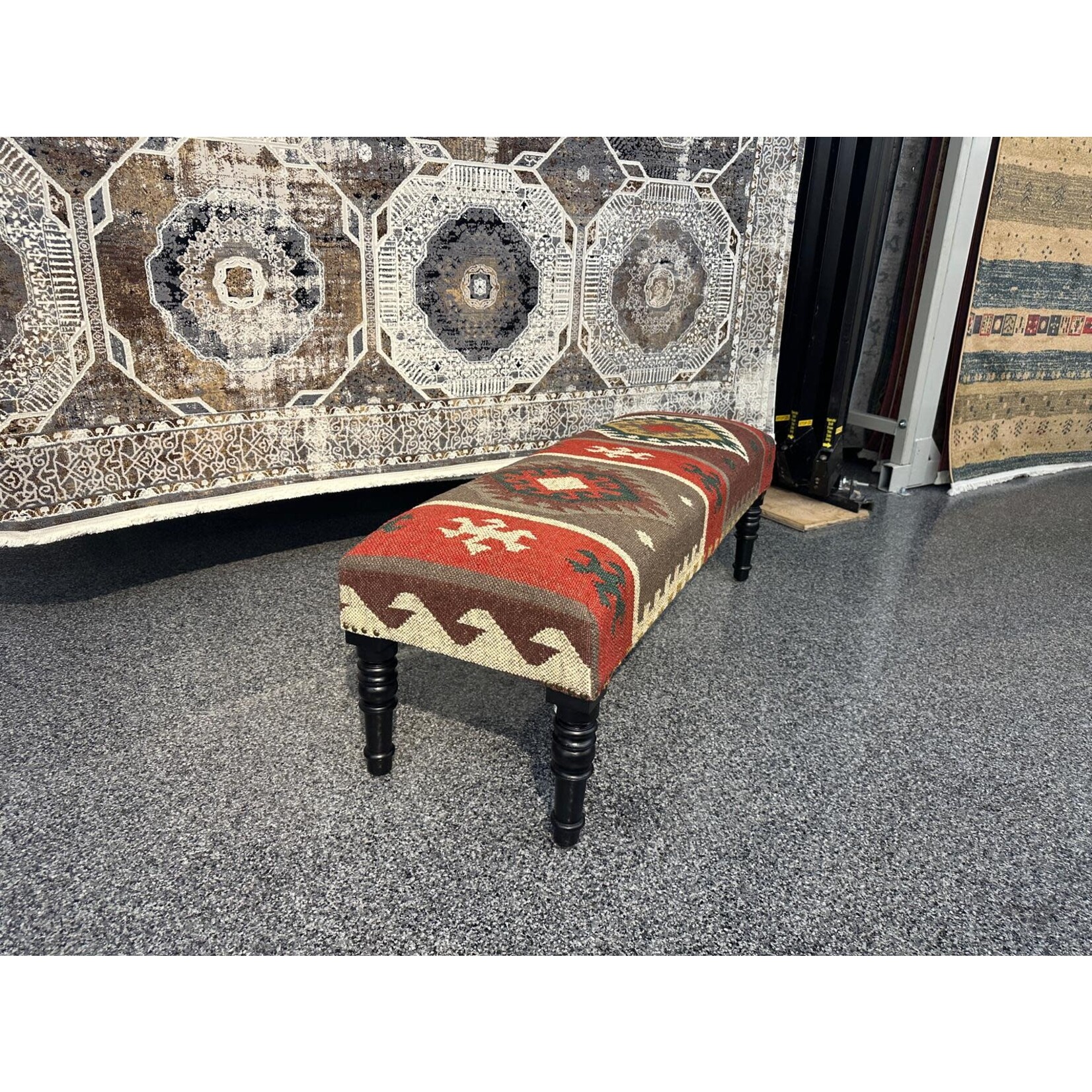ZEN ZEN-15 Wooden Bench Upholstered Wool & Jute L-W-H: 120-40-45 cm