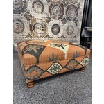 ZEN ZEN-83 Wooden Ottoman Upholstered Wool & Jute L-W-H: 100-100-45 cm