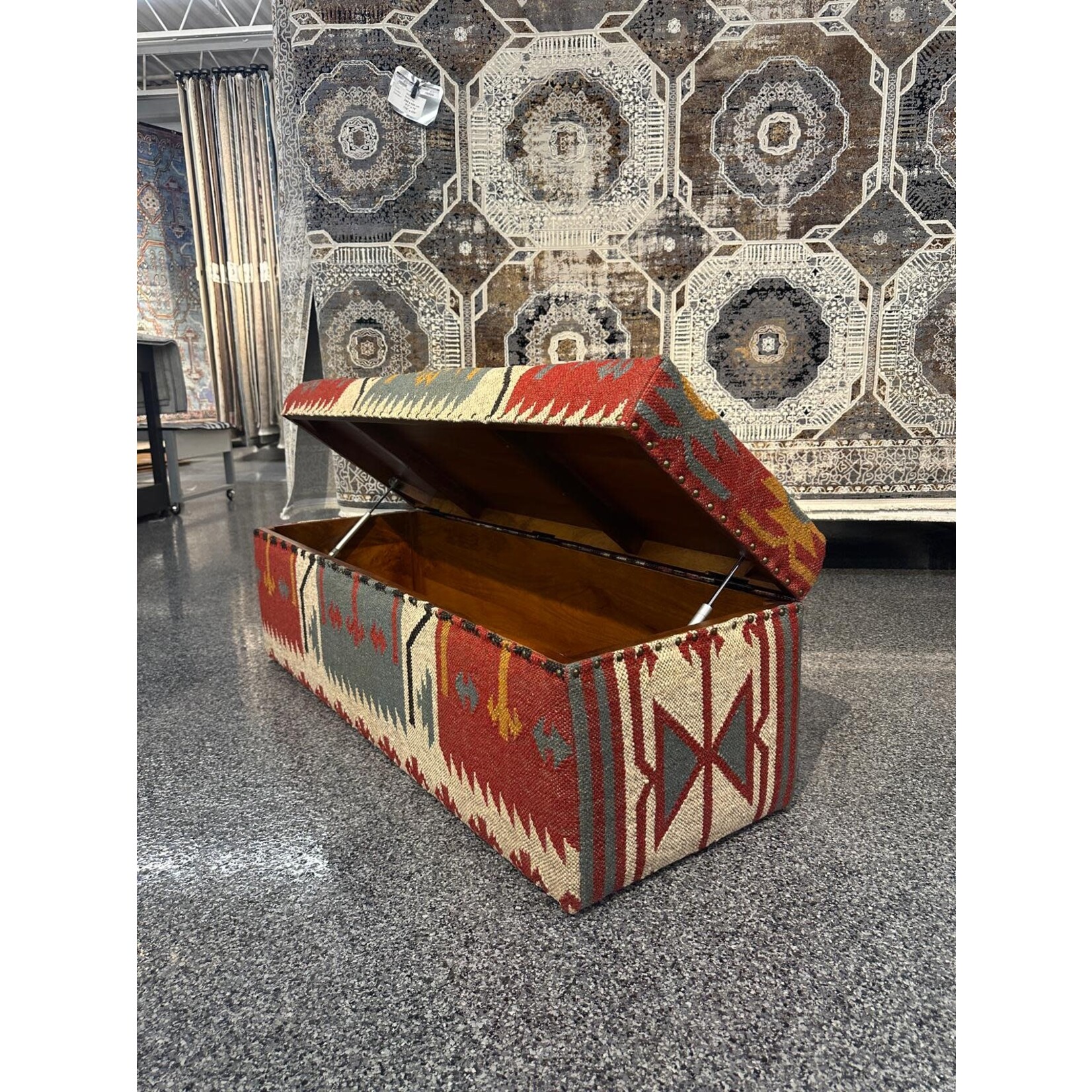 ZEN ZEN-503 Wooden Storage Bench Upholstered Wool & Jute L-W-H: 120-40-40 cm