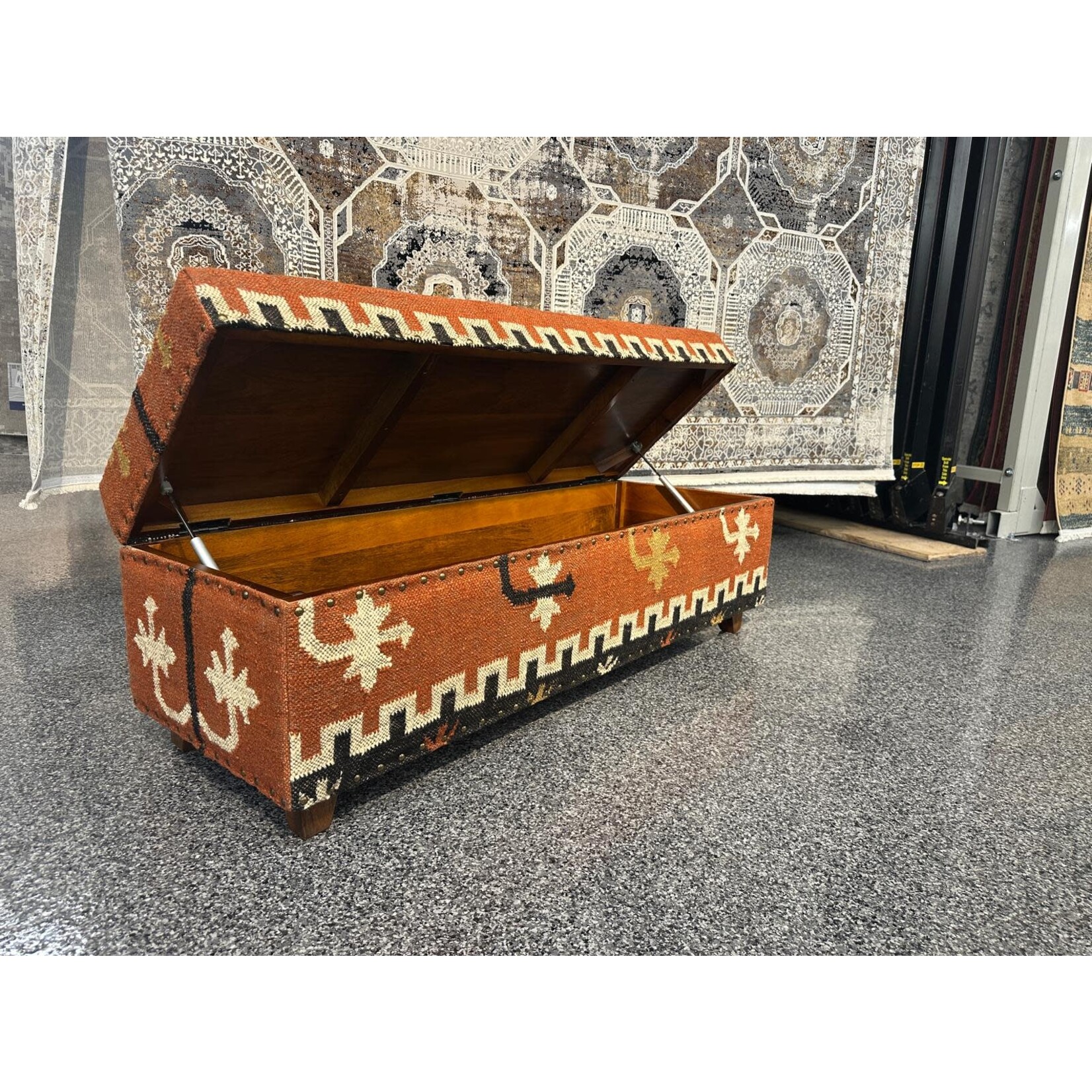 ZEN ZEN-613 Wooden Storage Bench Upholstered Wool & Jute L-W-H: 120-40-40 cm