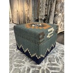 ZEN ZEN-631 Wooden Storagre  Stool Upholstered Wool & Jute L-W-H: 40-40-40 cm