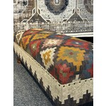 ZEN ZEN-647 Wooden Bench Upholstered Wool & Jute L-W-H: 120-40-40 cm