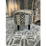 ZEN ZEN-660 Wooden Round Storage Stool Upholstered Cotton Print L-W-H: 40-40-40 cm