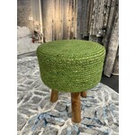 ZEN ZEN-956 Wooden Round Stool Upholstered Wool & Jute L-W-H: 35-35-40 cm