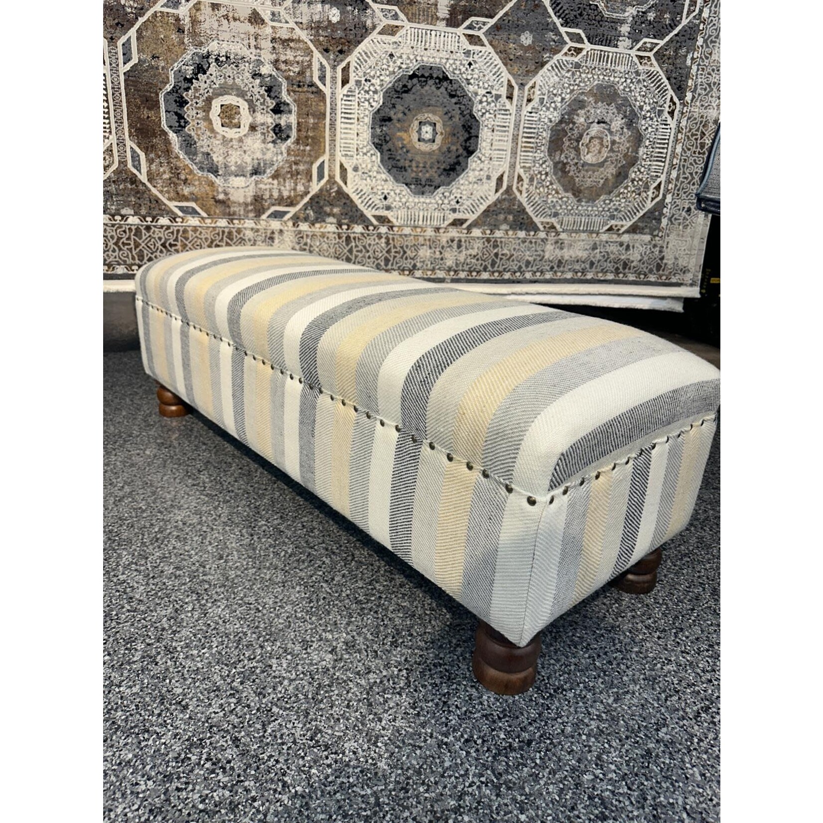 ZEN ZEN-968 Wooden Bench Upholstered Wool L-W-H: 120-40-40 cm