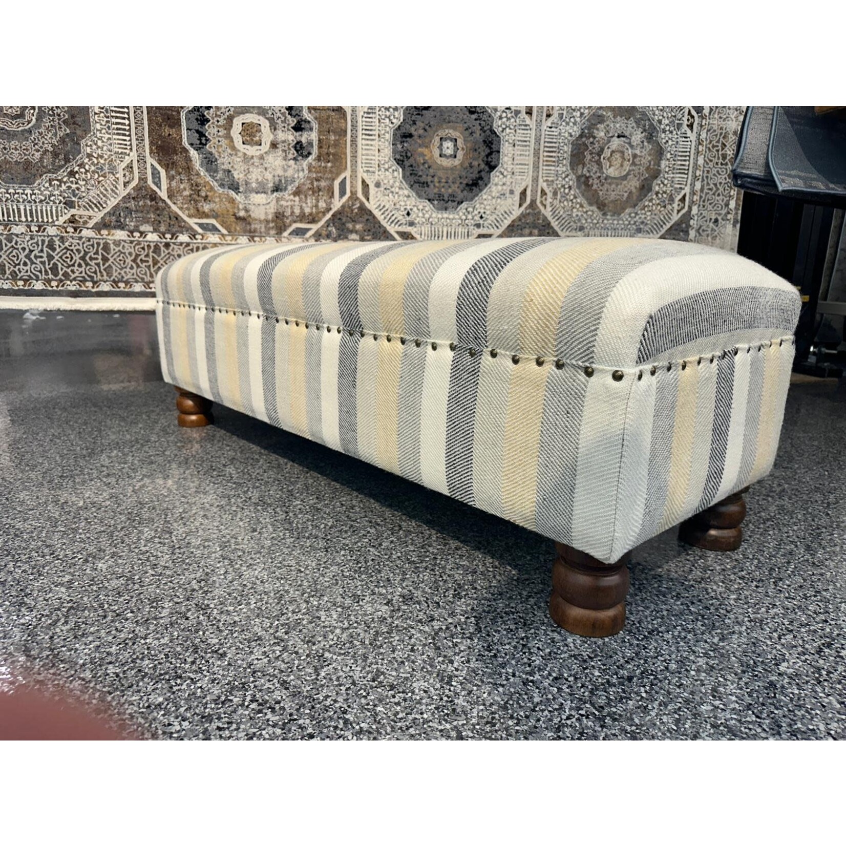 ZEN ZEN-968 Wooden Bench Upholstered Wool L-W-H: 120-40-40 cm