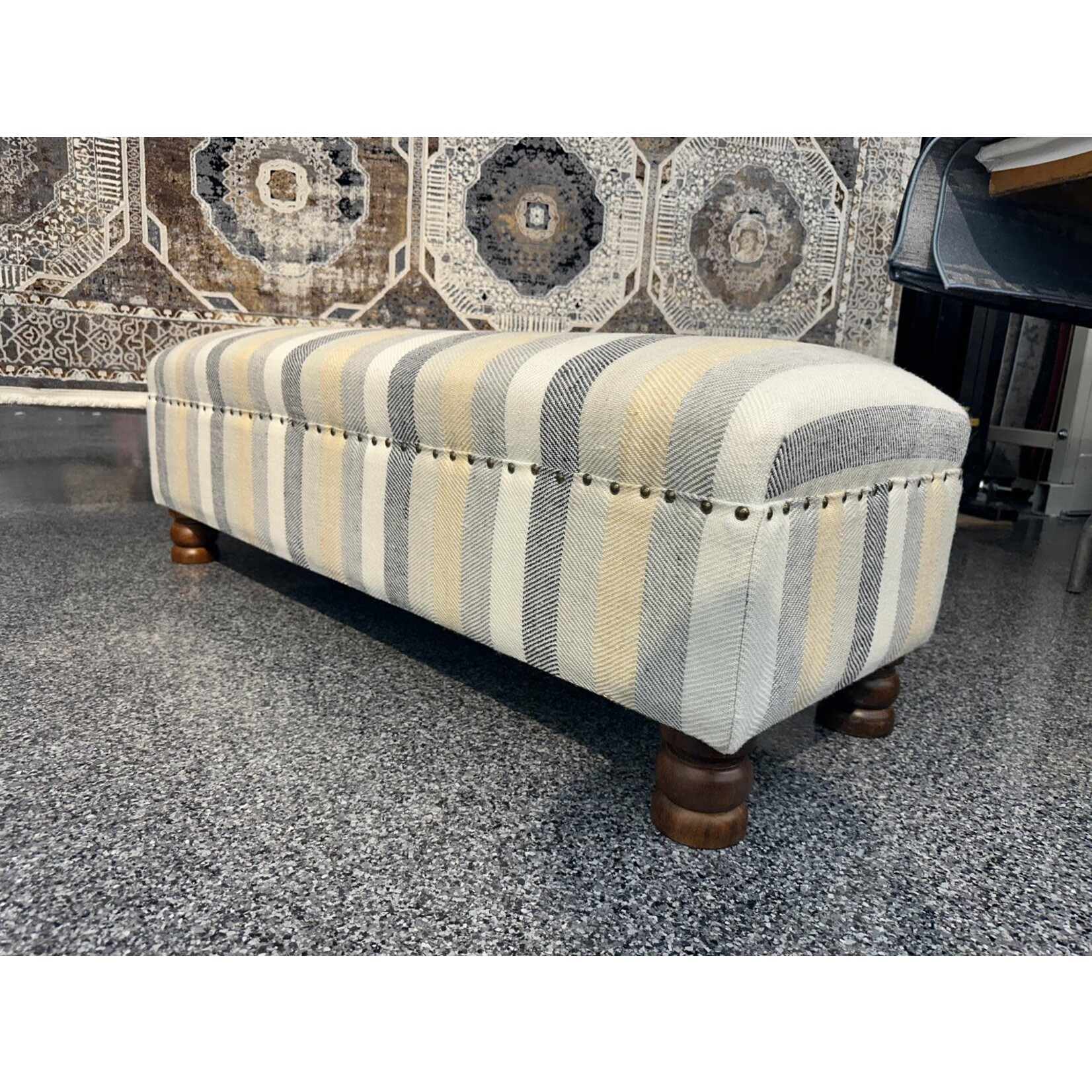 ZEN ZEN-968 Wooden Bench Upholstered Wool L-W-H: 120-40-40 cm