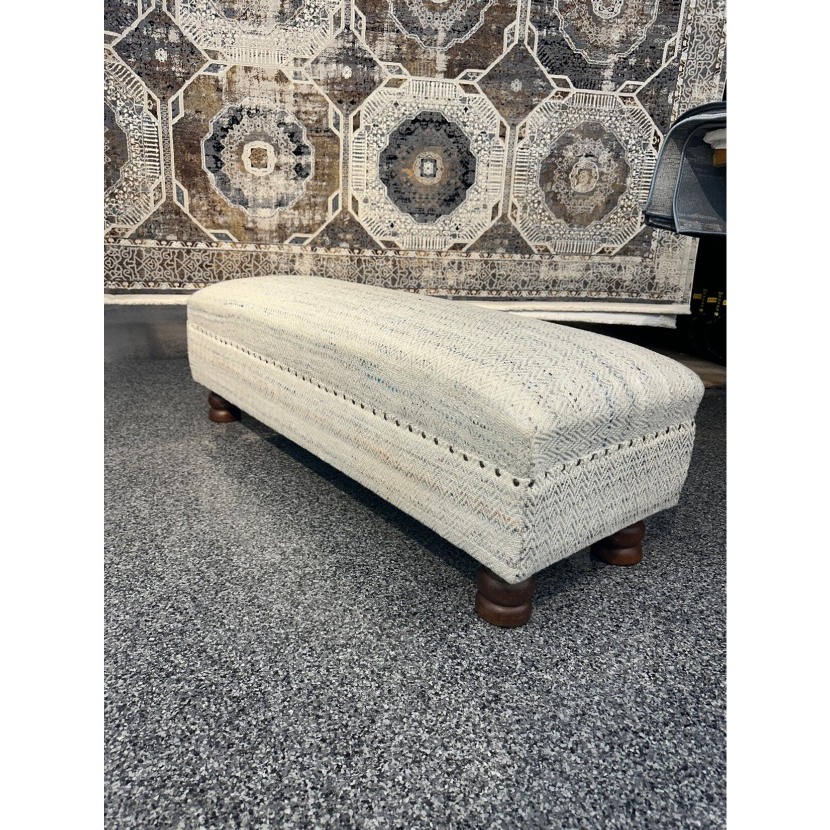 ZEN ZEN-969 Wooden Bench Upholstered Wool L-W-H: 120-40-40 cm