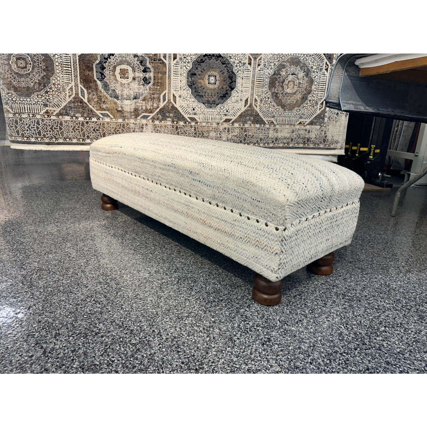 ZEN ZEN-969 Wooden Bench Upholstered Wool L-W-H: 120-40-40 cm