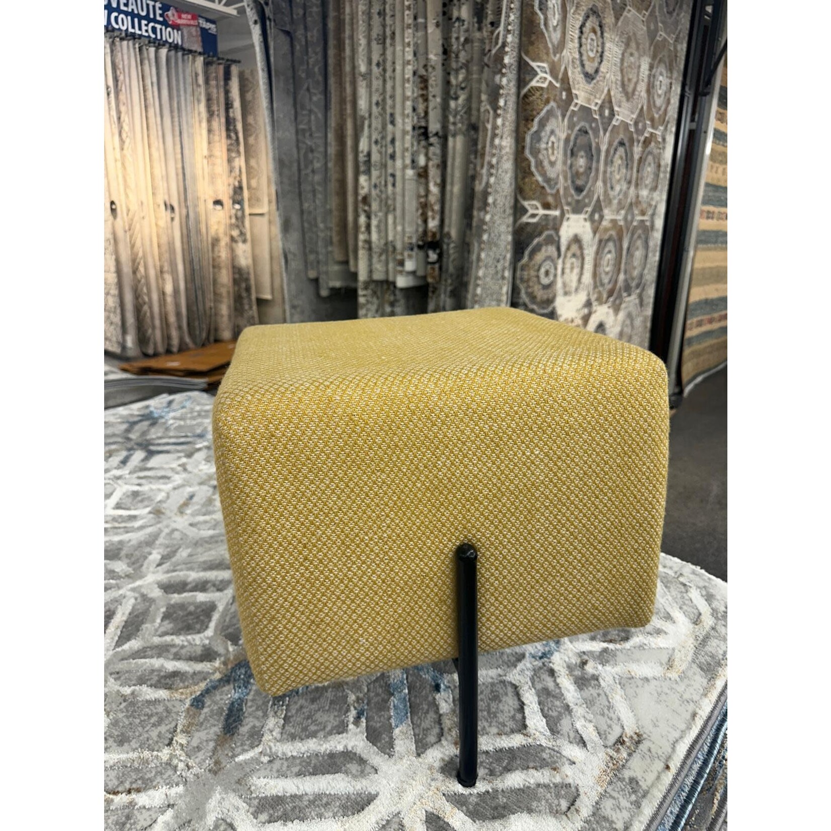ZEN ZEN-1707 Wooden  Stool Upholstered With Iron Leg Wool L-W-H: 50-30-25 cm