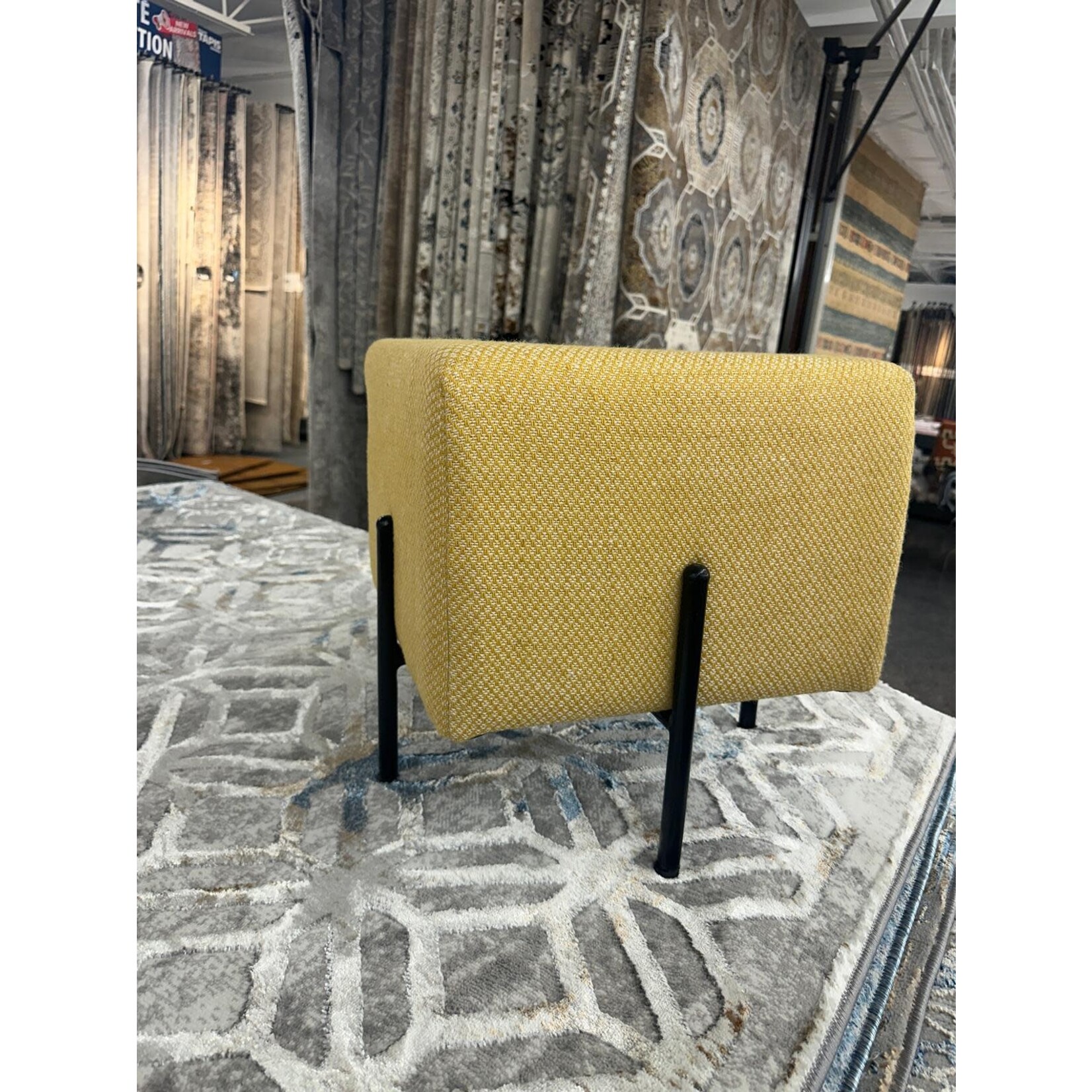 ZEN ZEN-1707 Wooden  Stool Upholstered With Iron Leg Wool L-W-H: 50-30-25 cm