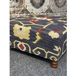 ZEN ZEN-2530 Wooden Ottoman Upholstered Wool & Jute L-W-H: 100-100-45 cm
