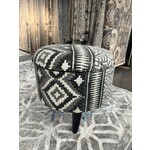 ZEN ZEN-4760 Wooden Round Storage Stool Upholstered Cotton Print L-W-H: 40-40-40 cm