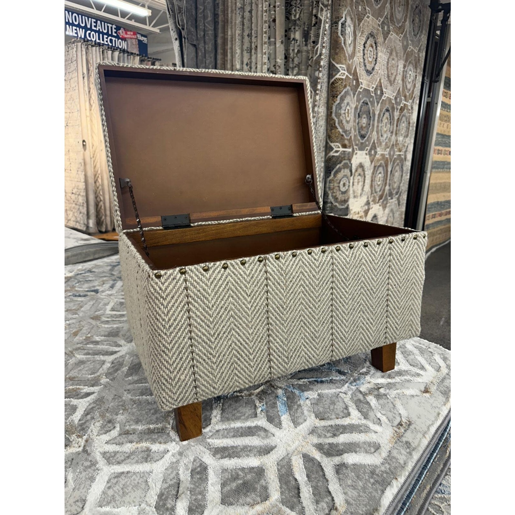 ZEN ZEN-3591 MDF Storage Stool Upholstered Wool L-W-H: 60-40-45 cm