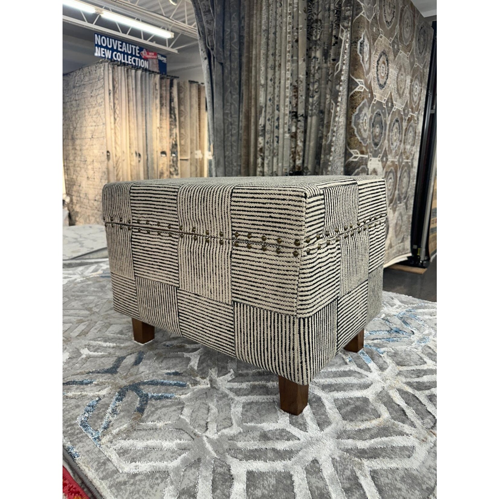 ZEN ZEN-3585 MDF Storage Stool Upholstered Cotton Print L-W-H: 60-40-45 cm
