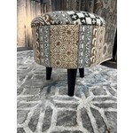 ZEN ZEN-4740 Wooden Round Storage Stool Upholstered  Cotton Print L-W-H: 40-40-40 cm