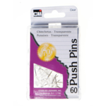 Charles Leonard Push Pins(Clear) .44in 60 Ct Reusable Box