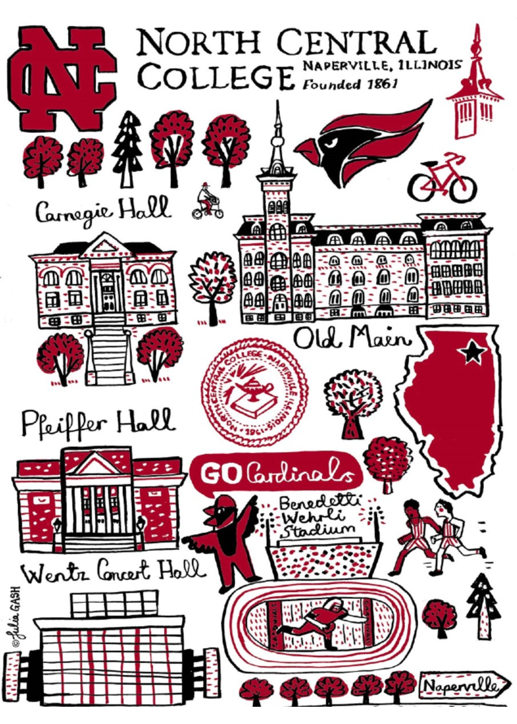 Julia Gash Julia Gash Design North Central College Tapestry blanket by Julia Gash