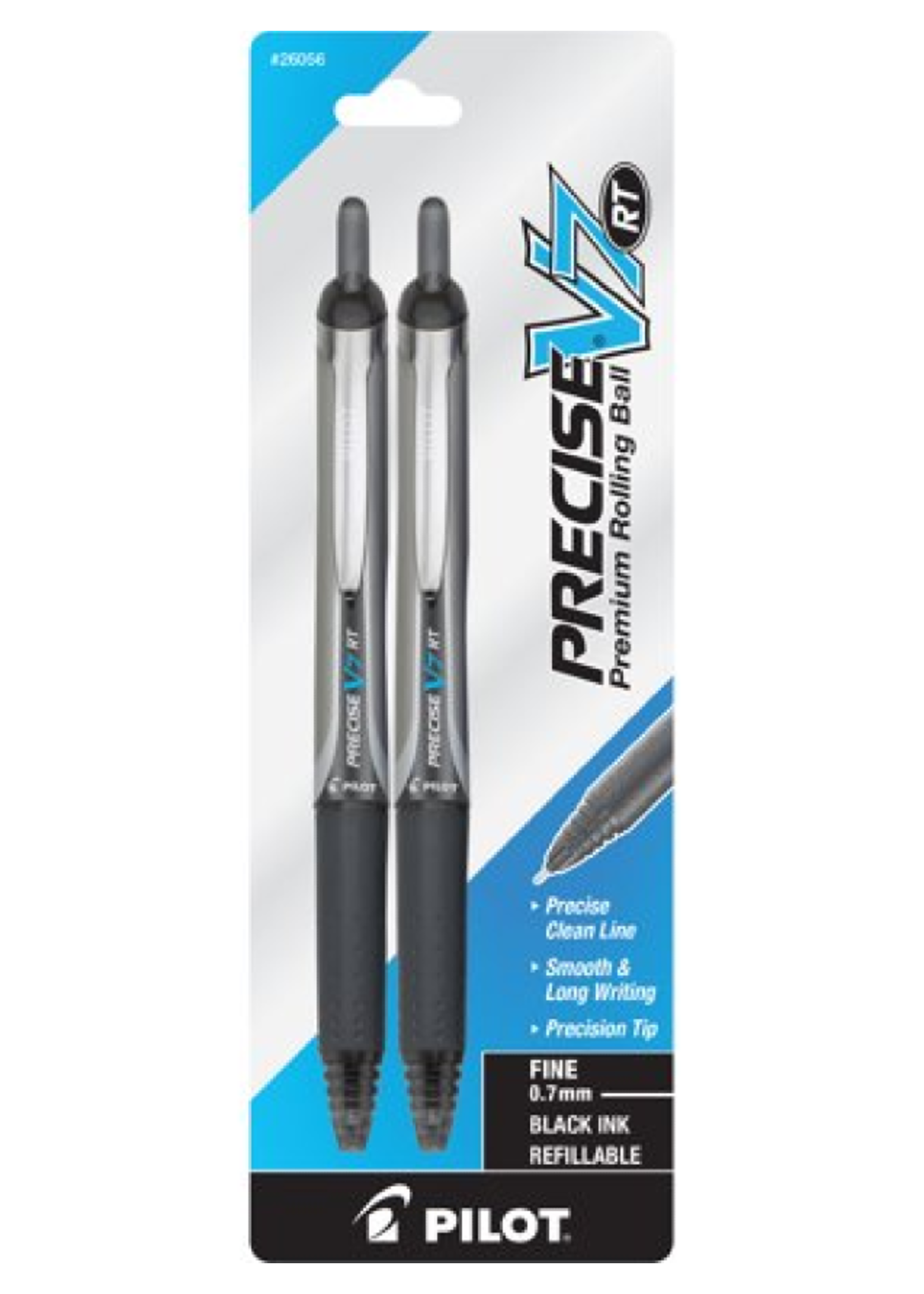 Pilot Pilot Precise V7 Retractable Black Pen .7mm 2PK