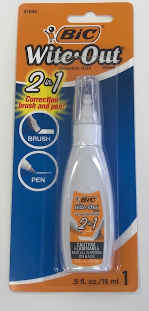 BIC Wite-Out Brand 2-in-1 Correction Fluid Brush & Pen - North Central  College Campus Store
