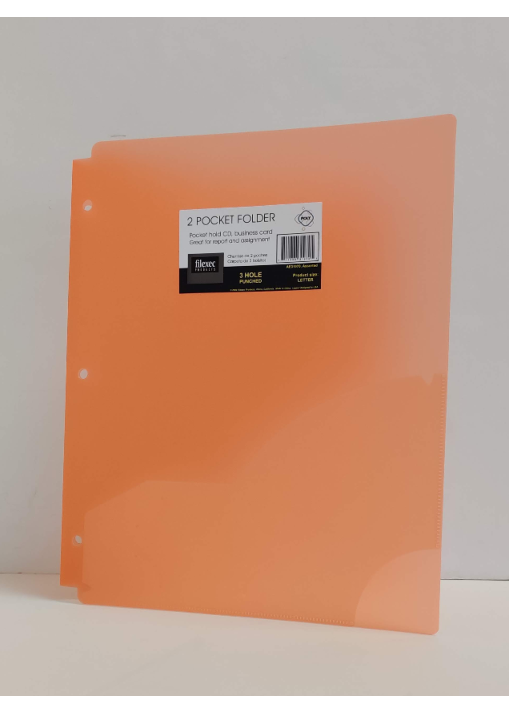 Filexec Filexec Poly Pocket Folder Assorted 2 Pocket/3 Hole Punched sold separately