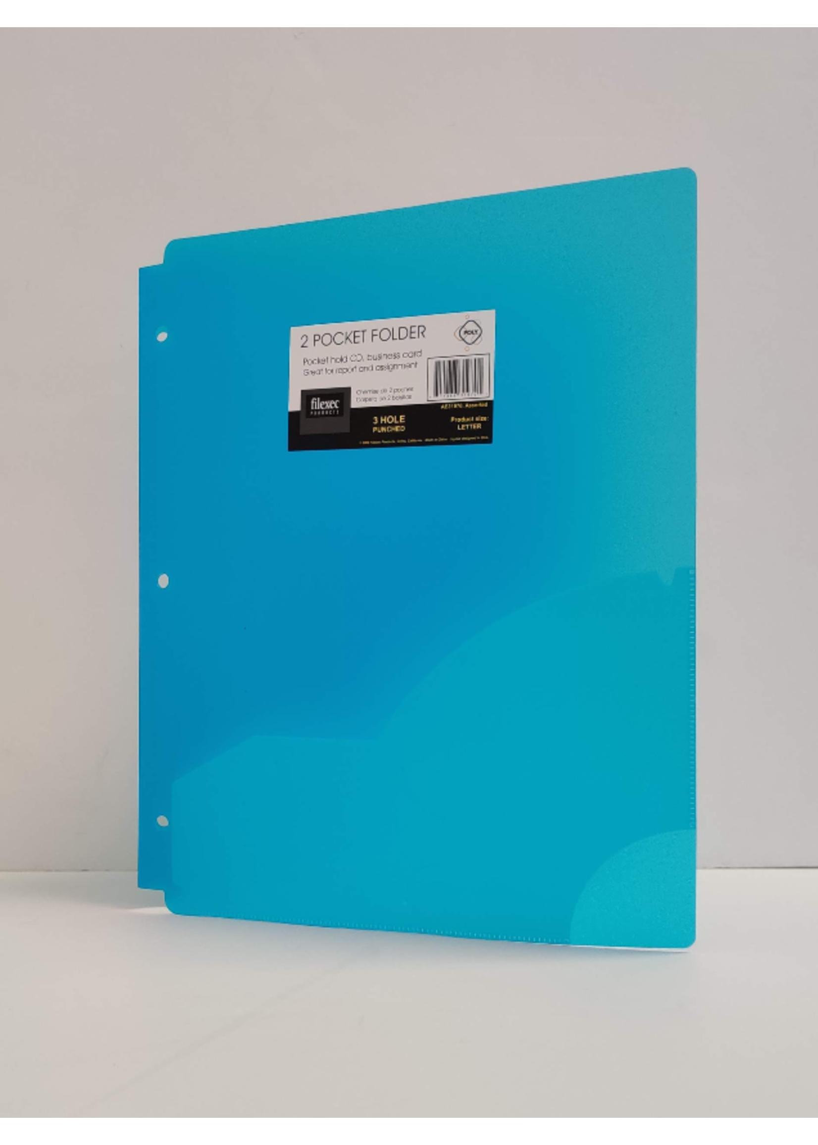 Filexec Filexec Poly Pocket Folder Assorted 2 Pocket/3 Hole Punched sold separately