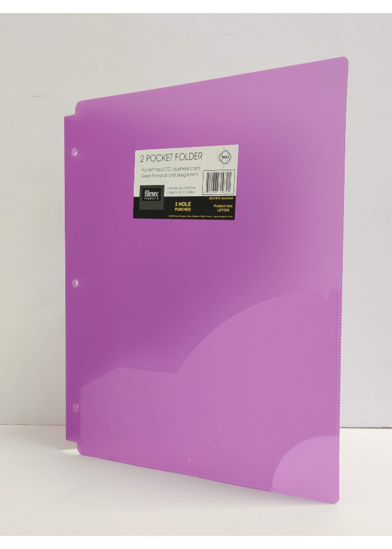 Filexec Filexec Poly Pocket Folder Assorted 2 Pocket/3 Hole Punched sold separately