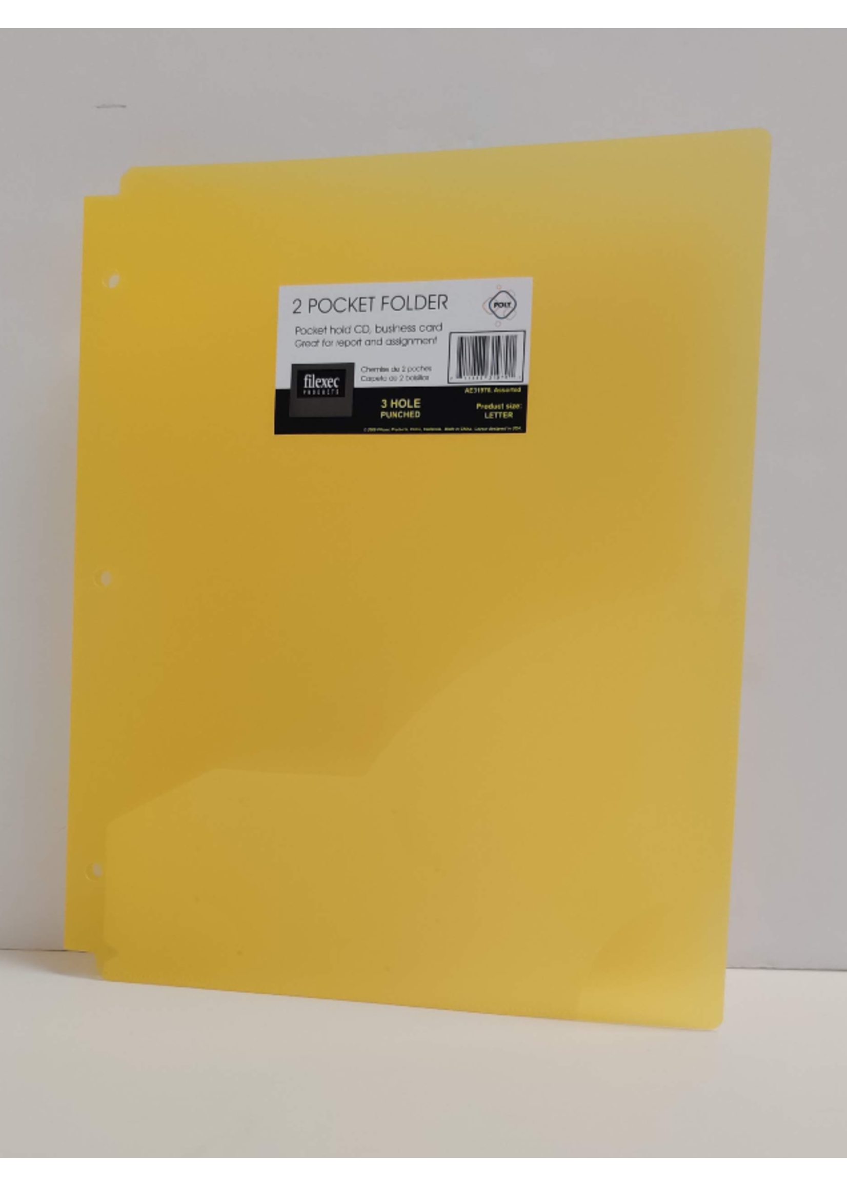 Filexec Filexec Poly Pocket Folder Assorted 2 Pocket/3 Hole Punched sold separately