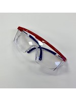 DR Instruments Wrap Around Safety Glasses Red/White/Blue Adjustable