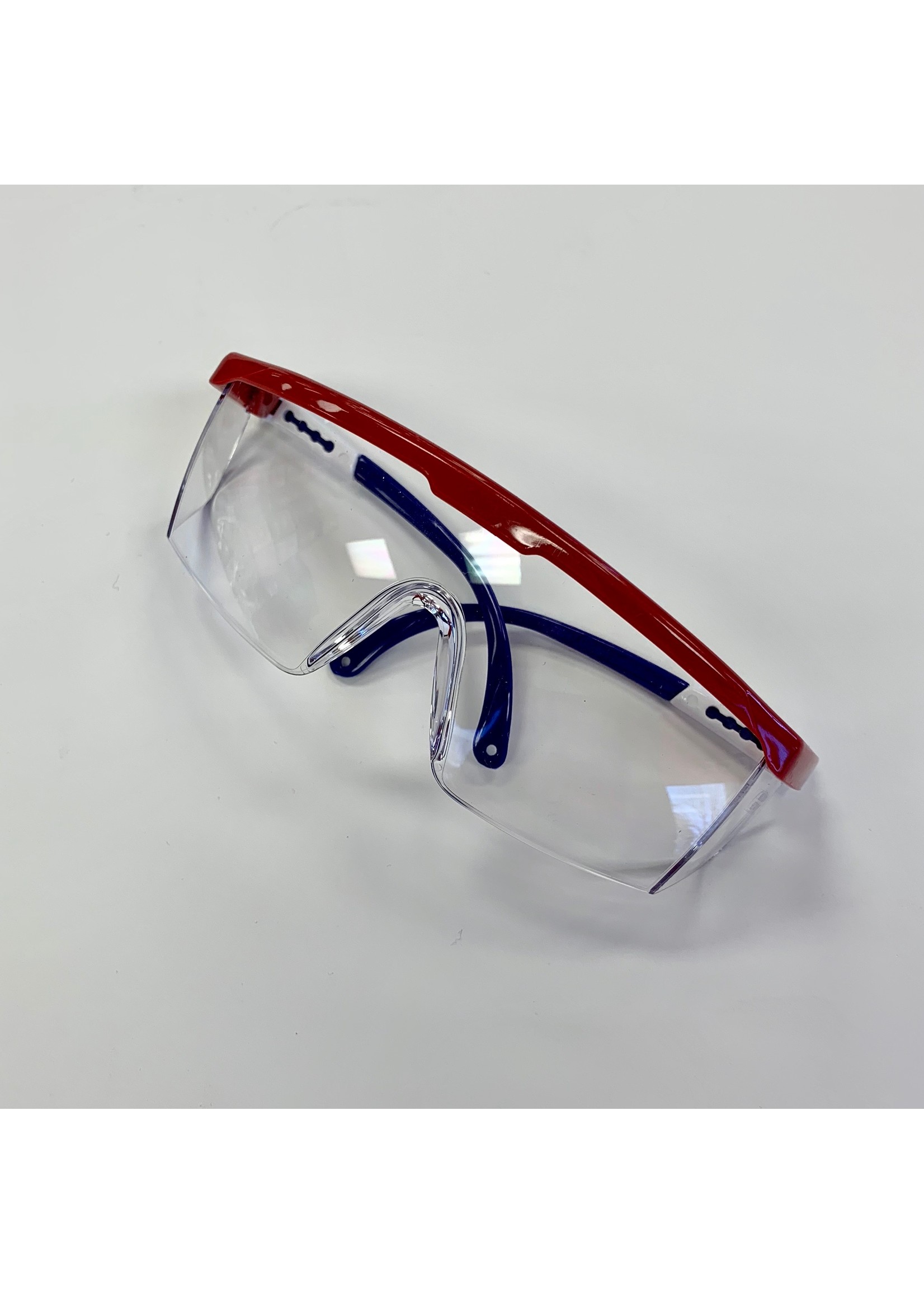 DR Instruments Wrap Around Safety Glasses Red/White/Blue Adjustable