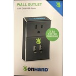 OnHand On Hand Black USB Wall Outlet with Dual USB Ports