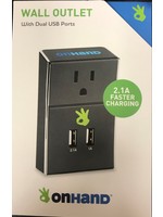 OnHand On Hand Black USB Wall Outlet with Dual USB Ports