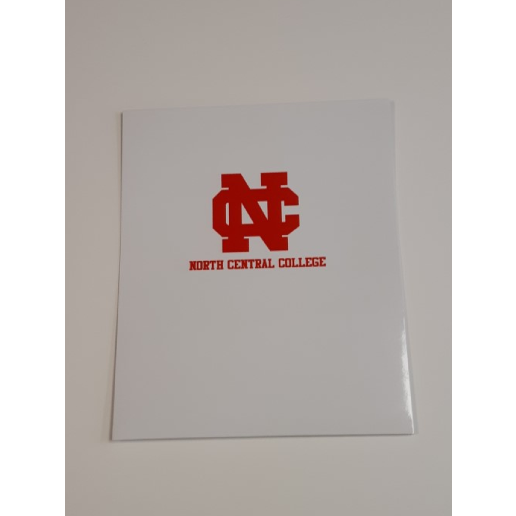 Four Point North Central College White laminated folder with school