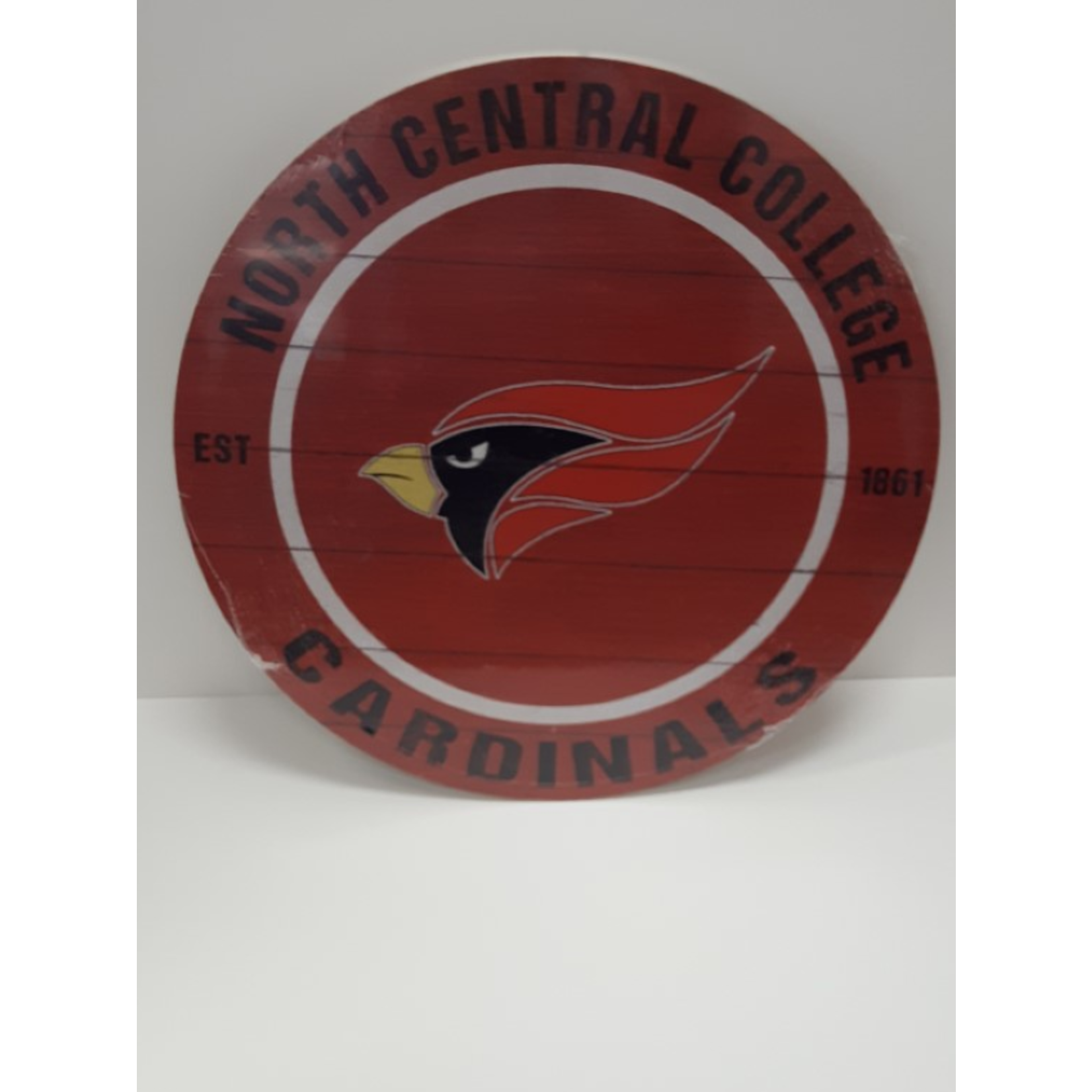 KH Sports Fan Red North Central College Weathered Circle Classic Sign made