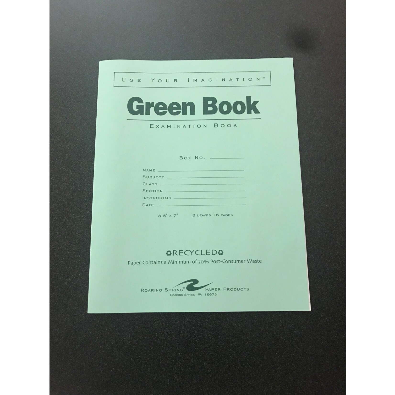 Roaring Spring Roaring Springs Examination Green Book 8.5" x7" 6sht