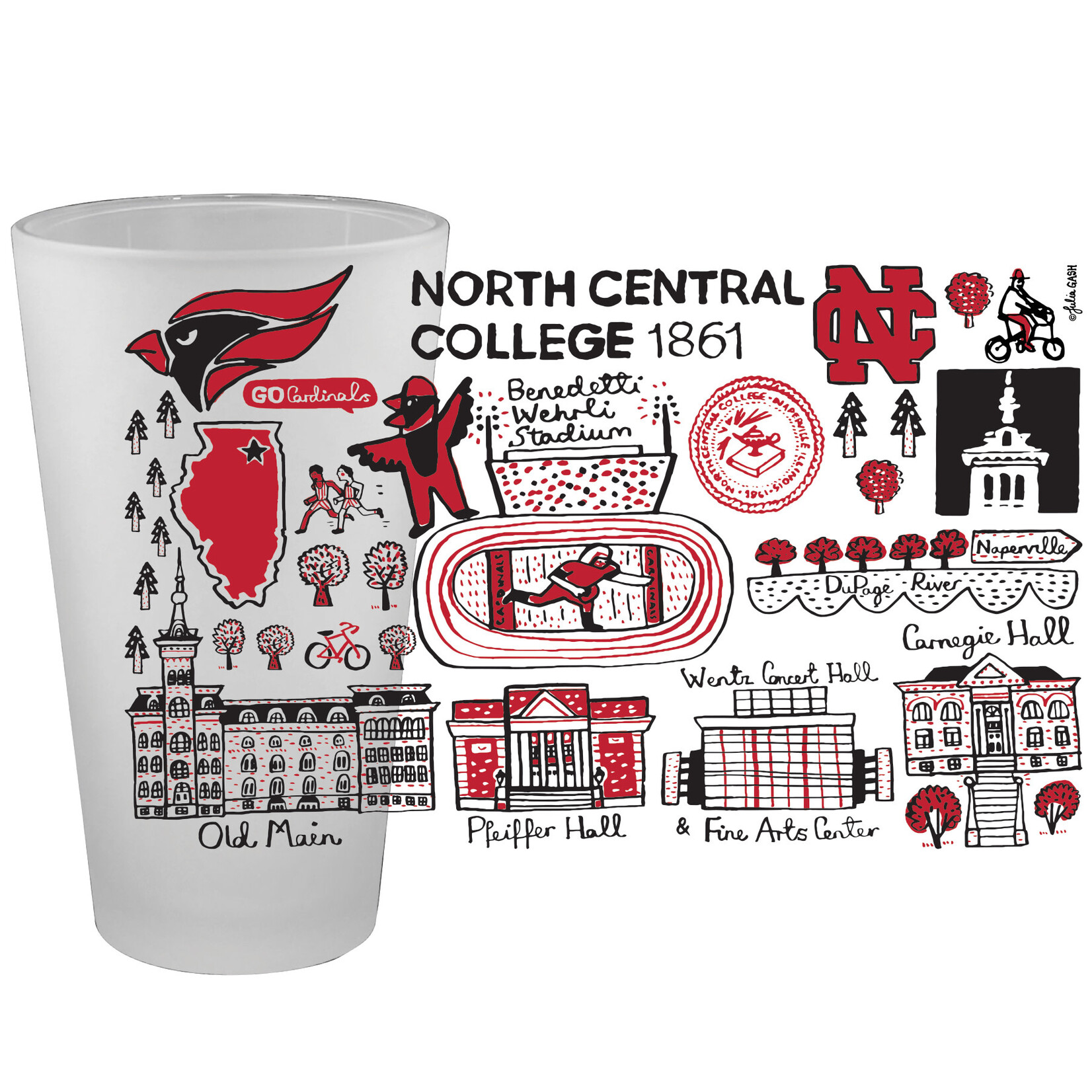 Julia Gash North Central College Frosted Pint Glass - Julia Gash
