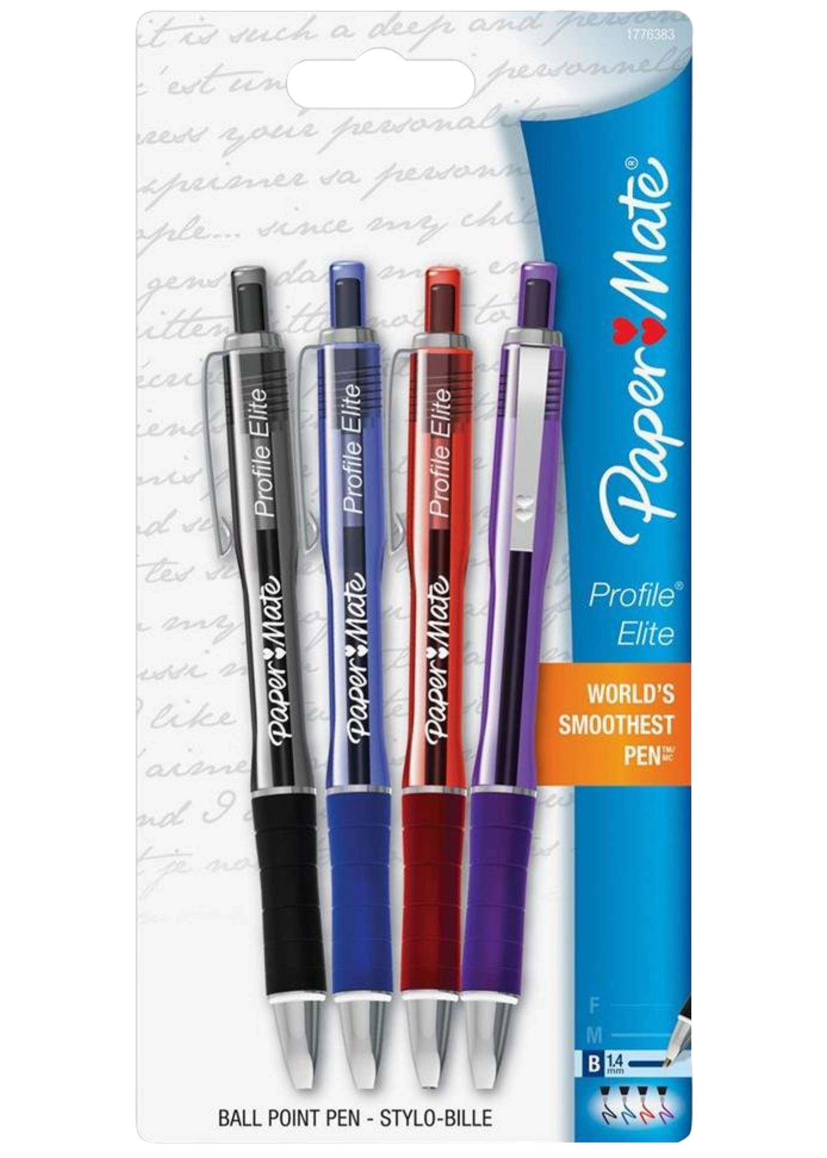 Papermate Paper Mate Profile Retractable Ballpoint Pen - Asst 1.4mm 4Pk BBP