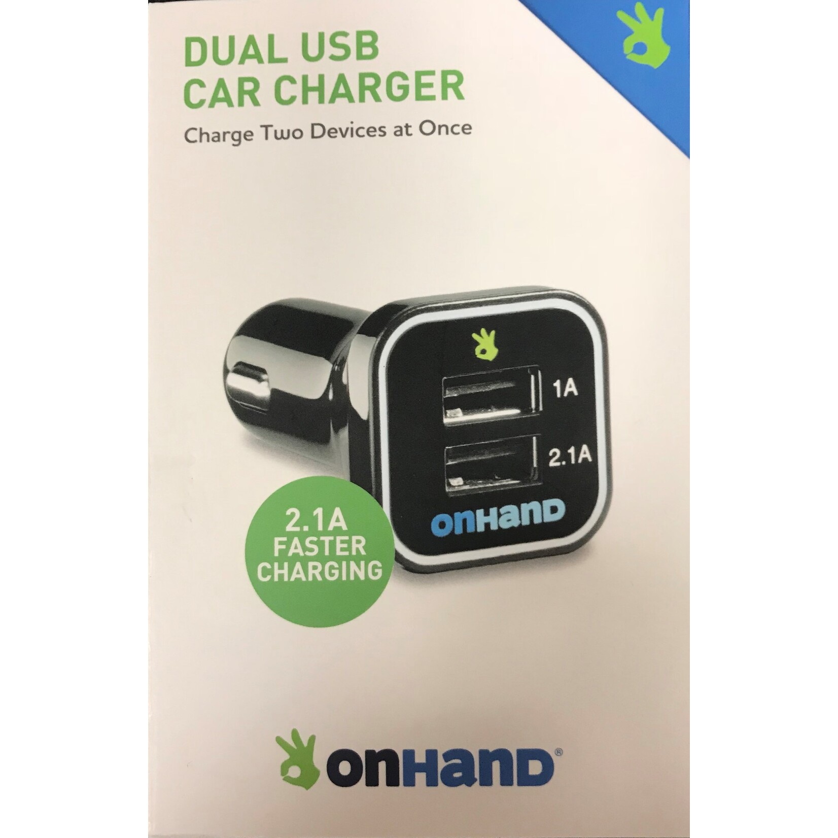 OnHand On Hand Black Dual USB Car Charger