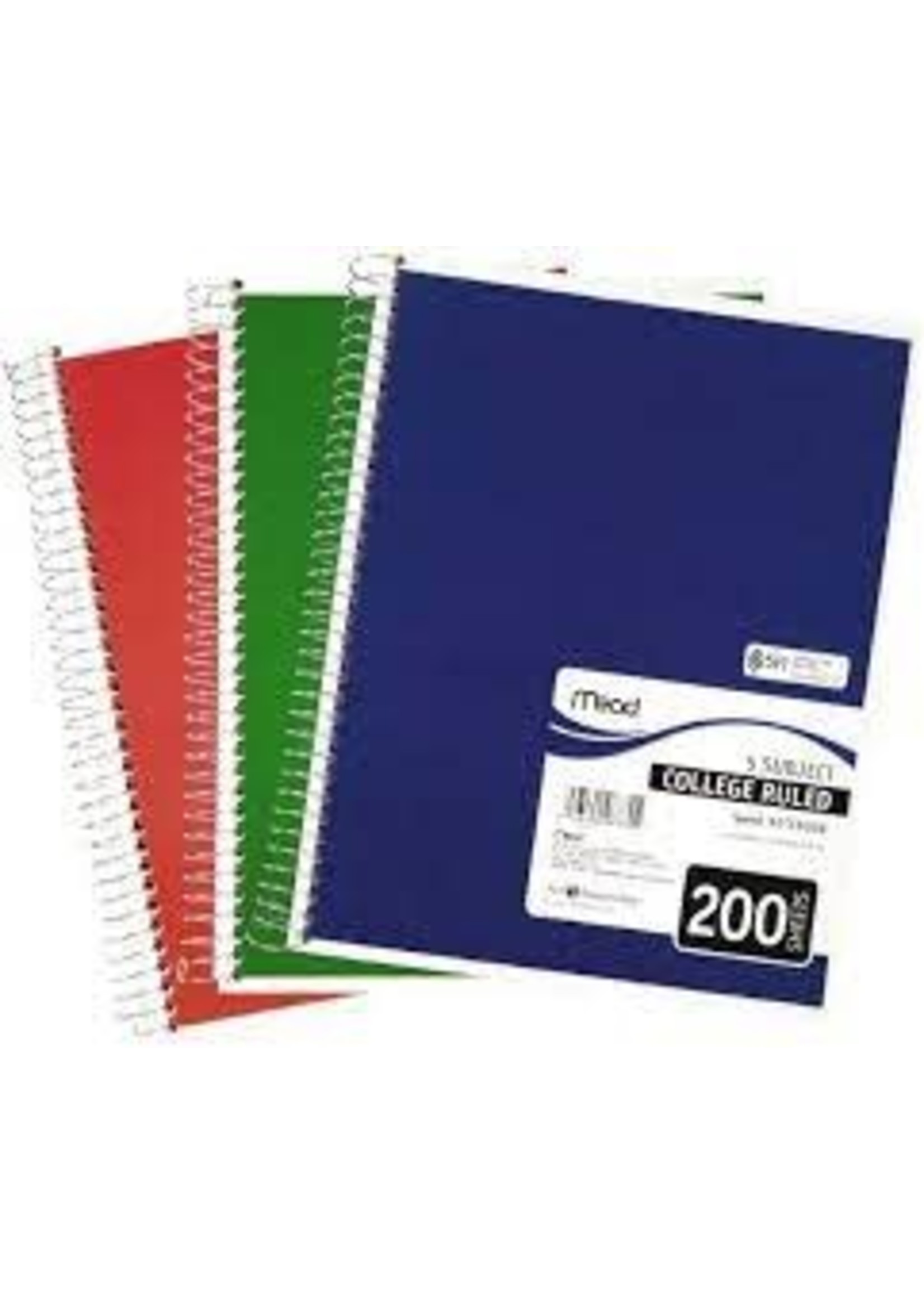 Mead Mead Wirebound Notebook 5 Subject 200 Sheets