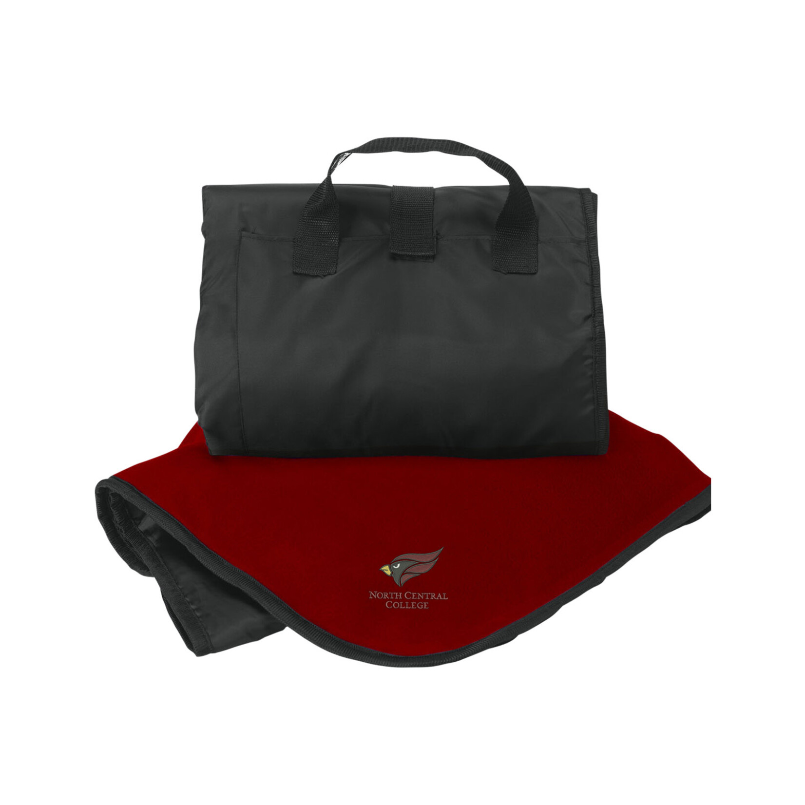 Vantage North Central College Packable Nylon w/ fleece Blanket Black w/ red fleece