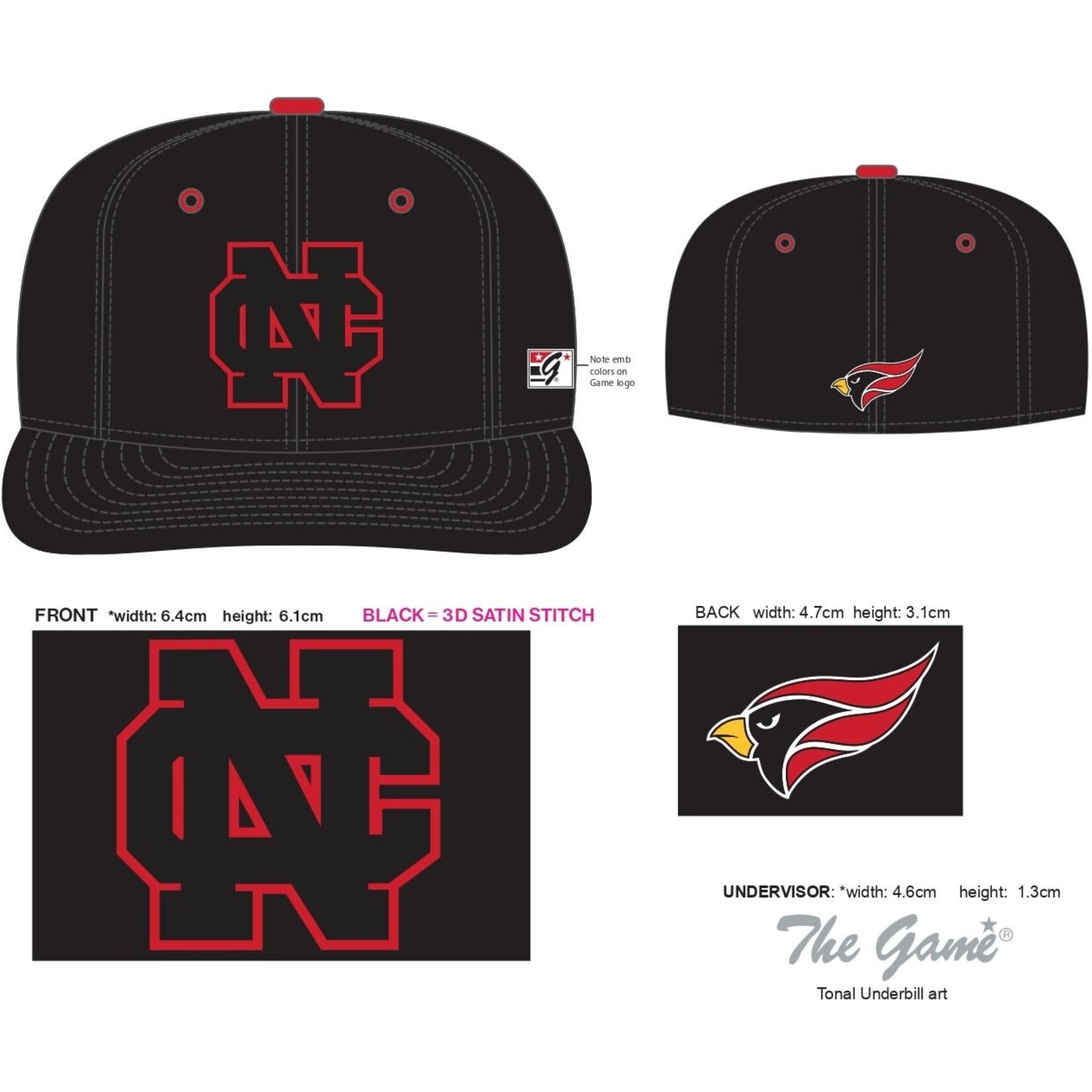The Game Team style On the Field Cap Black  w/NC - GP502