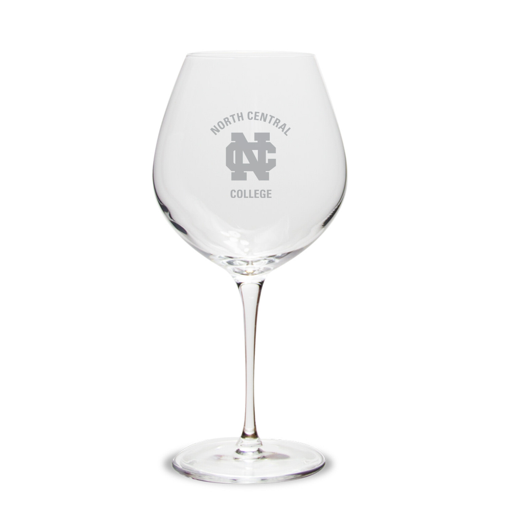 Campus Crystal North Central College Deep Etched Wine Glass 22oz