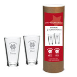 Campus Crystal Campus Crystal - 2 Deep Etched 16oz Pub Glasses (Mom and Dad in cannister set)