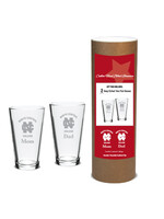 Campus Crystal Campus Crystal - 2 Deep Etched 16oz Pub Glasses (Mom and Dad in cannister set)