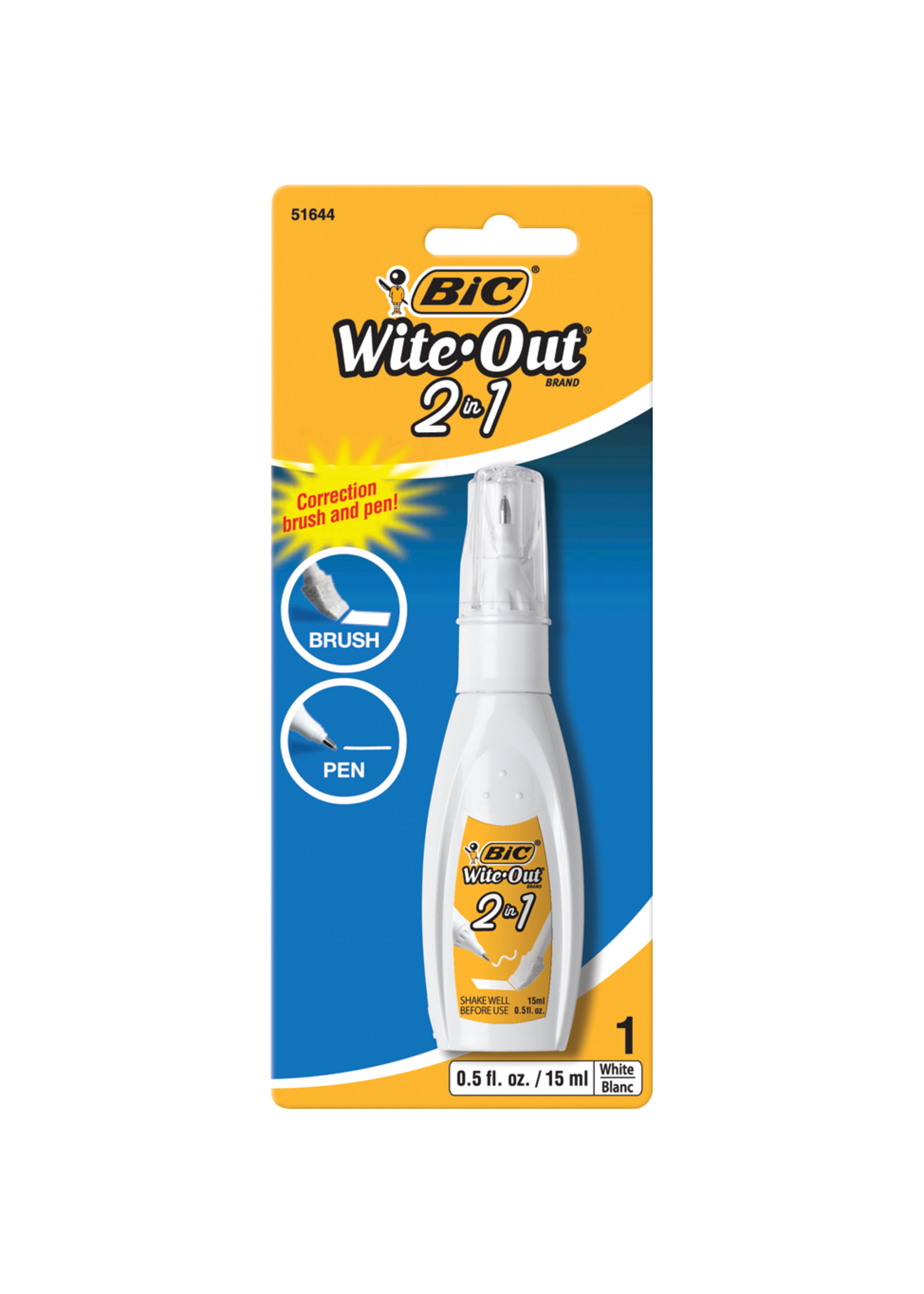 BIC Wite-Out Brand 2-in-1 Correction Fluid Brush & Pen - North Central  College Campus Store