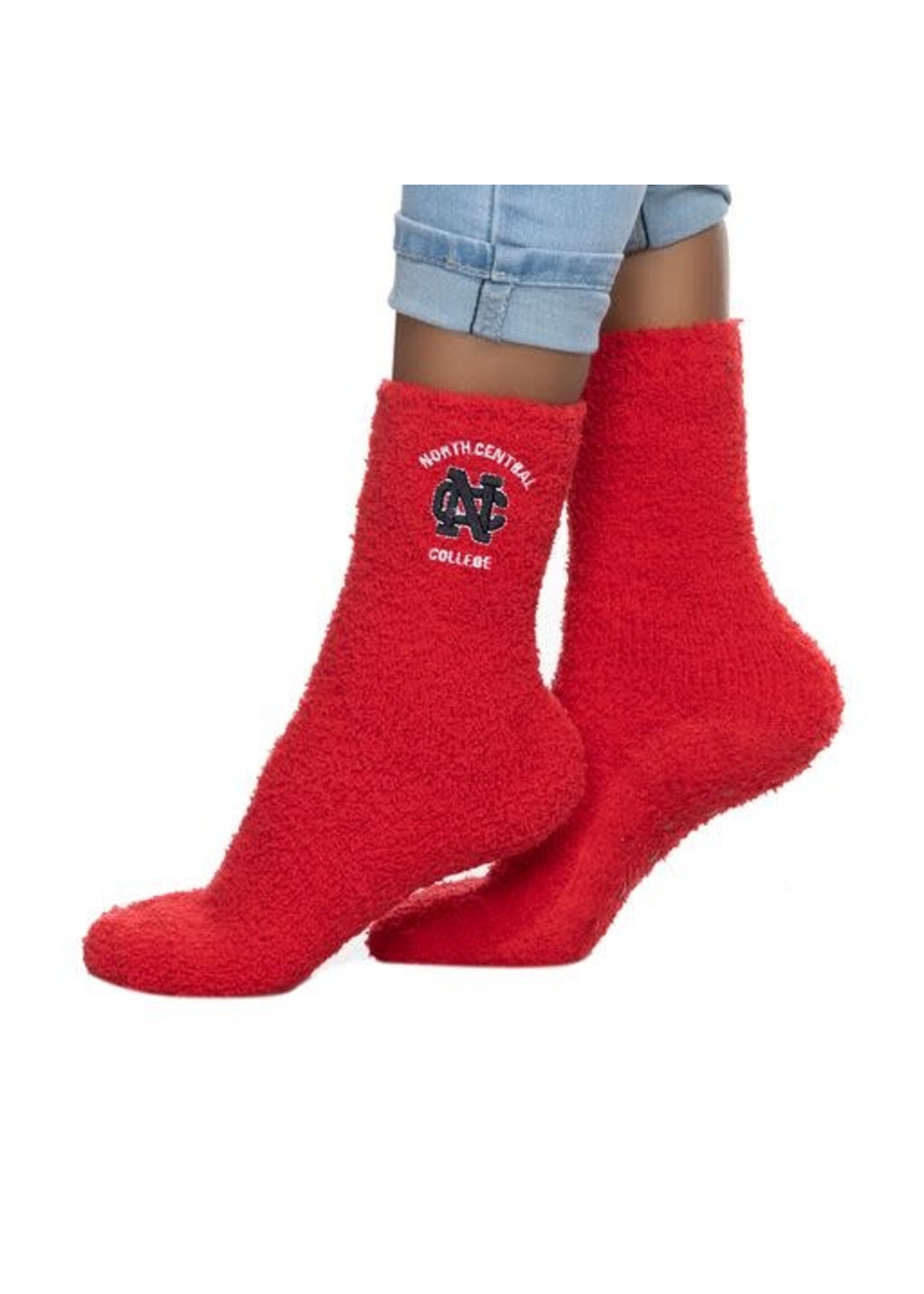 Zoozatz Red Fuzzy Grip Fleece Socks