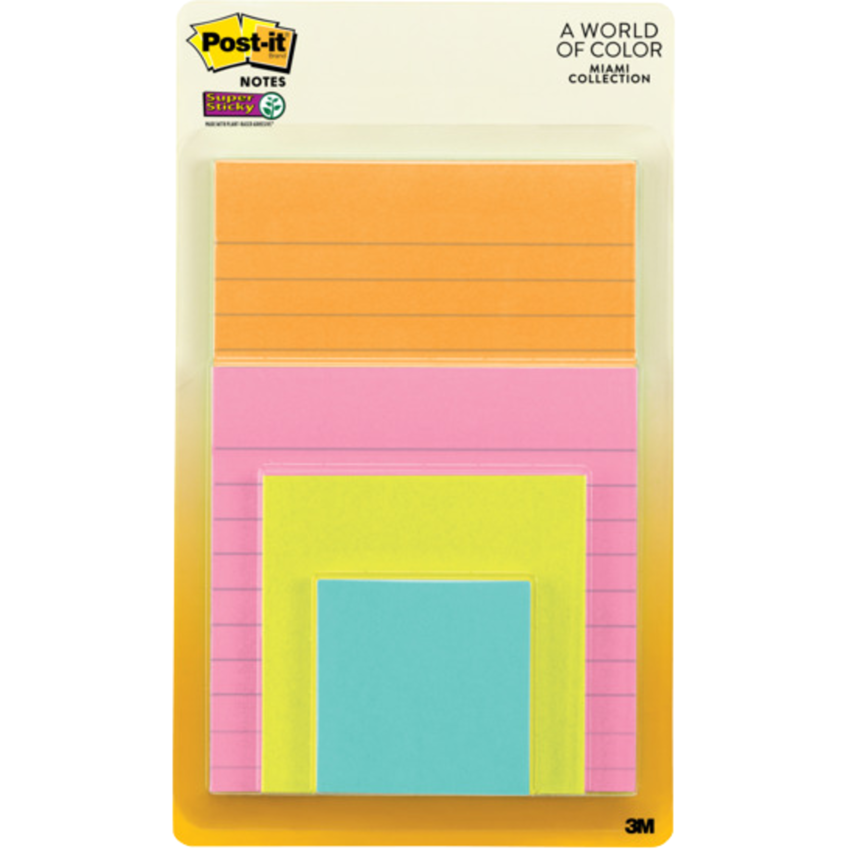 Post-It Post-it Lined Super Sticky Notes Asst. 4Pk 45 Sheets