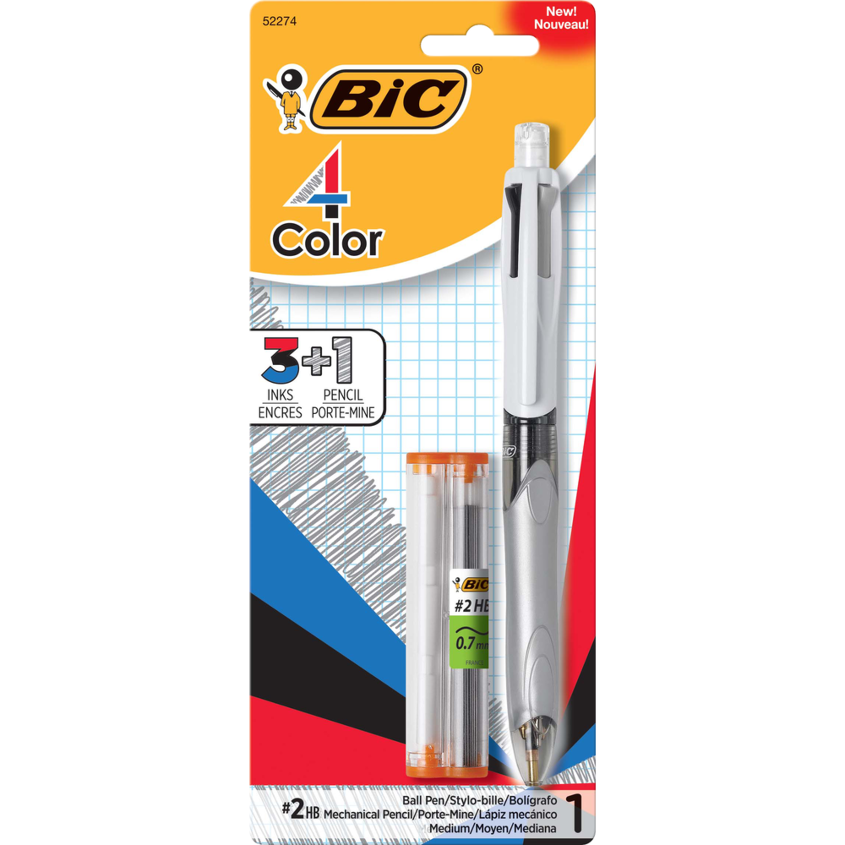BIC BIC 4-Color 3-in-1 Retractable Ballpoint Pen w/ Mechanical Pencil